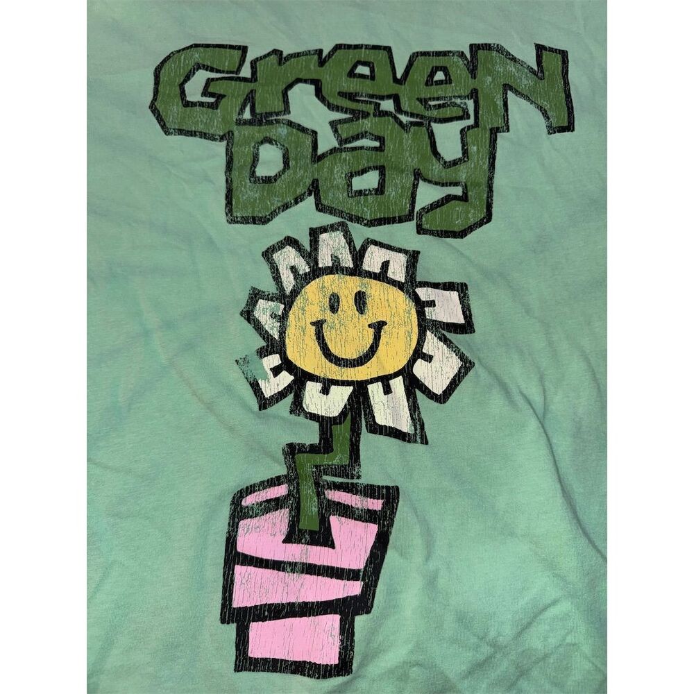 Green Day Kerplunk Flower Graphic T-Shirt Unisex Green: Billy Joe: Tre Cool - Picture 2 of 5